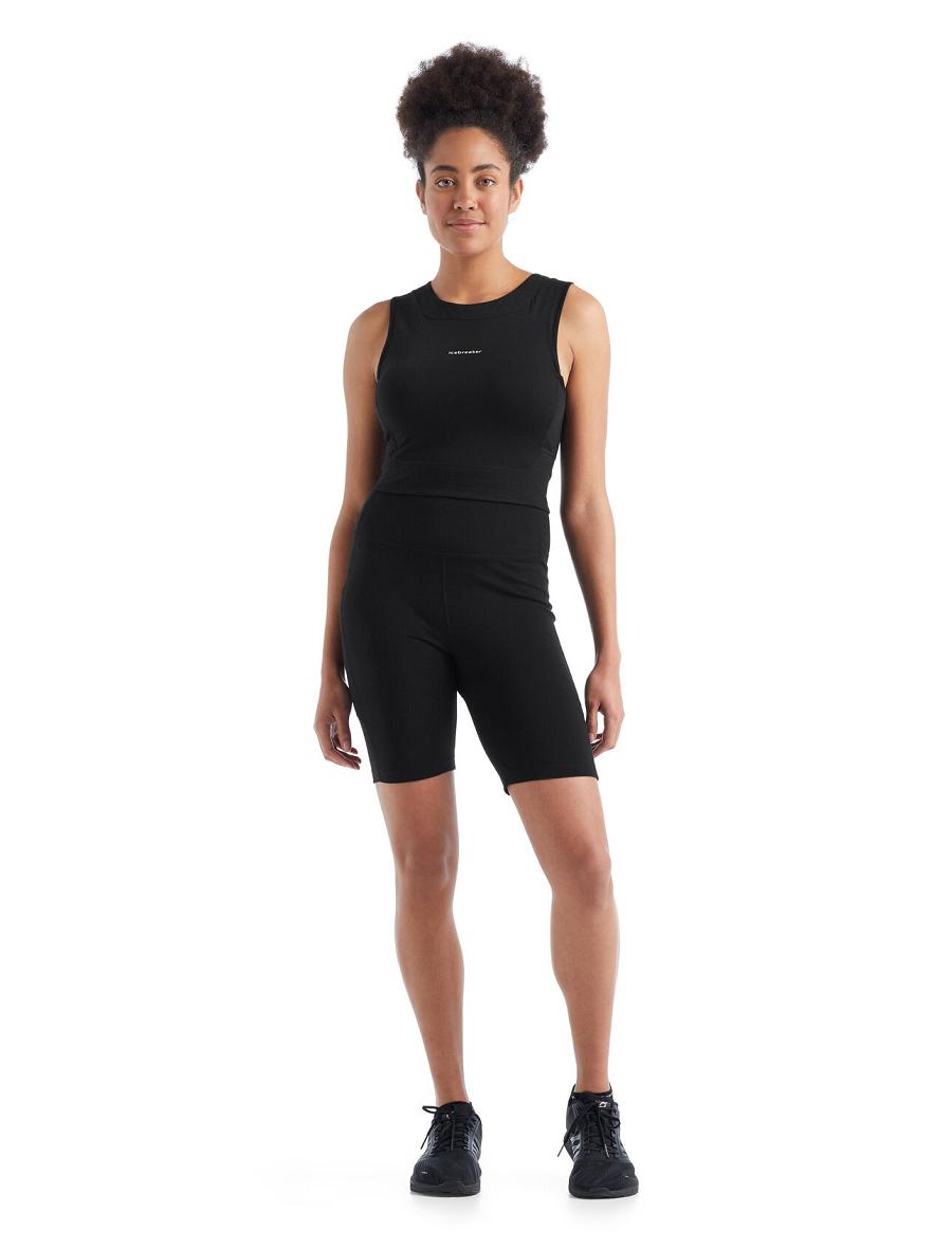 Icebreaker Merino Fastray High Rise Naisten Shortsit Mustat | FI 1507JPQJ